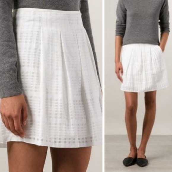 NWT Vince White A-Line Mini Skirt Pleated Size 12 - Picture 1 of 15